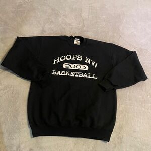 Vintage Jerzees Hoops NW 2003 Basketball Crewneck Sweatshirt Black Mens M 90s